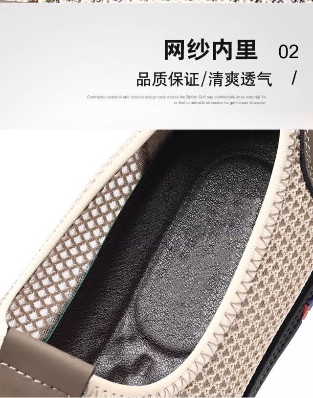 Giày sandal nam lười đế bằng, mũi tròn, thân lưới thoáng khí, phong cách casual — Màu kaki, màu đen chi tiết 11