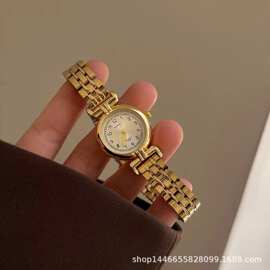 厂家批发复古金色女表时尚女士迷你中古风钢带高级感轻奢简约手表