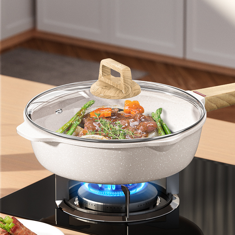 Piedra de arroz de arroz de arroz gruesa olla sin humo de aceite olla de fritura de horno de gas horno electromagnético olla de guisado general