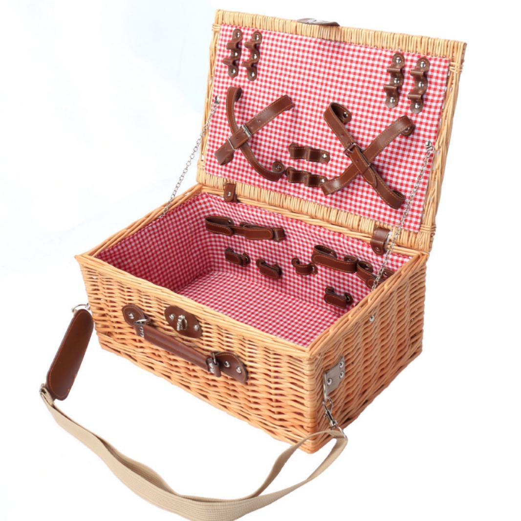 Fábrica de puntos de mano de sauce con cubierta de mano cesta de regalo primavera con cubierta de mesa idyllic ins cesta de picnic de hiedra