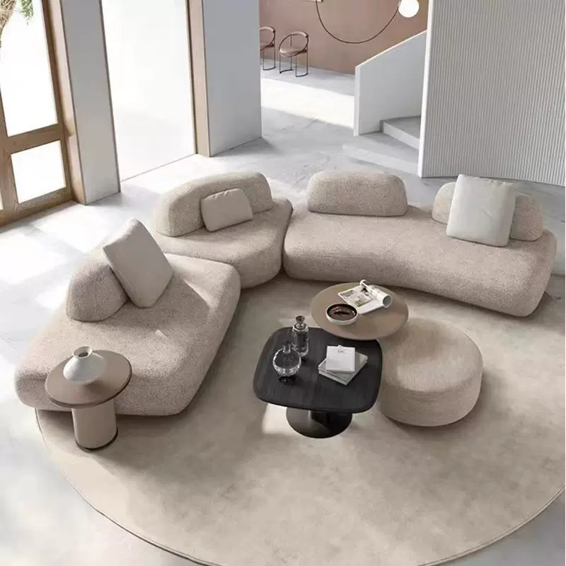 鹅卵石沙发意式极简设计师创意大平层别墅客厅酒店布艺组合沙发