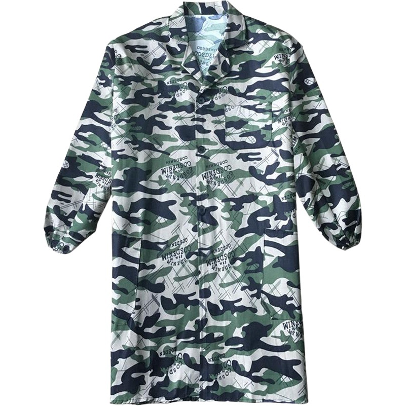 Labor Protection Coat, Blue Coat with Logo Printing, Custom Workwear, Stain-Resistant, Dust-Proof, Camouflage Workwear, Long-Sleeved Coat, Coverall