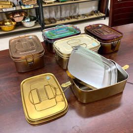 亚马逊304不锈钢饭盒双层保鲜盒学生上班族不锈钢饭盒露营便携盒