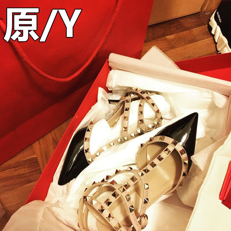 High Version V Home Rivet Pointed Toe High Heels, Feminine Genuine Leather Rivet Stiletto Strap Sandals, Bridesmaid Wedding Shoes for Women High Version V Home Rivet Pointed Toe High Heels, Feminine Genuine Leather Rivet Stiletto Strap Sandals, Bridesmaid Wedding Shoes for Women