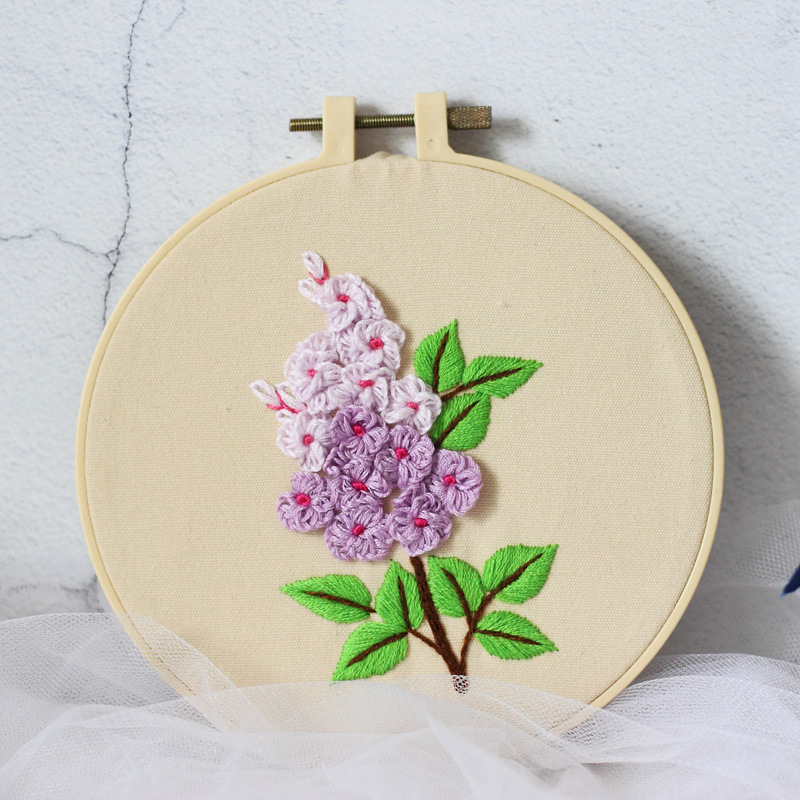 Pequeña suerte flor DIY tela novato europeo bordado flores y plantas material paquete kit costura traje