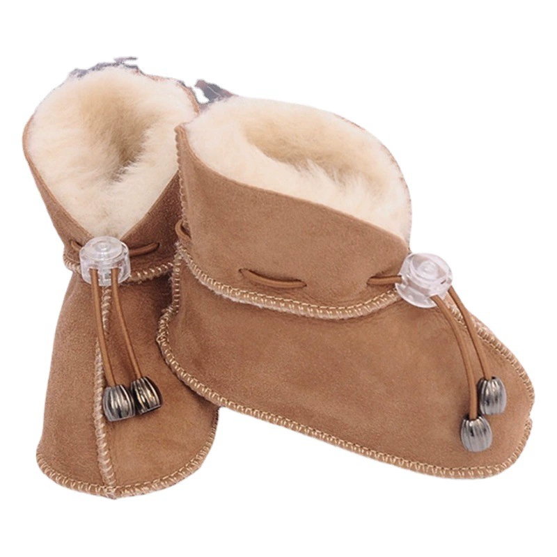 Детская обувь с мехом, осенне-зимняя мягкая подошва 0-6-12 месяцев, мужская и женская хлопковая обувь для новорожденных, обувь для малышей на флисовой подкладке