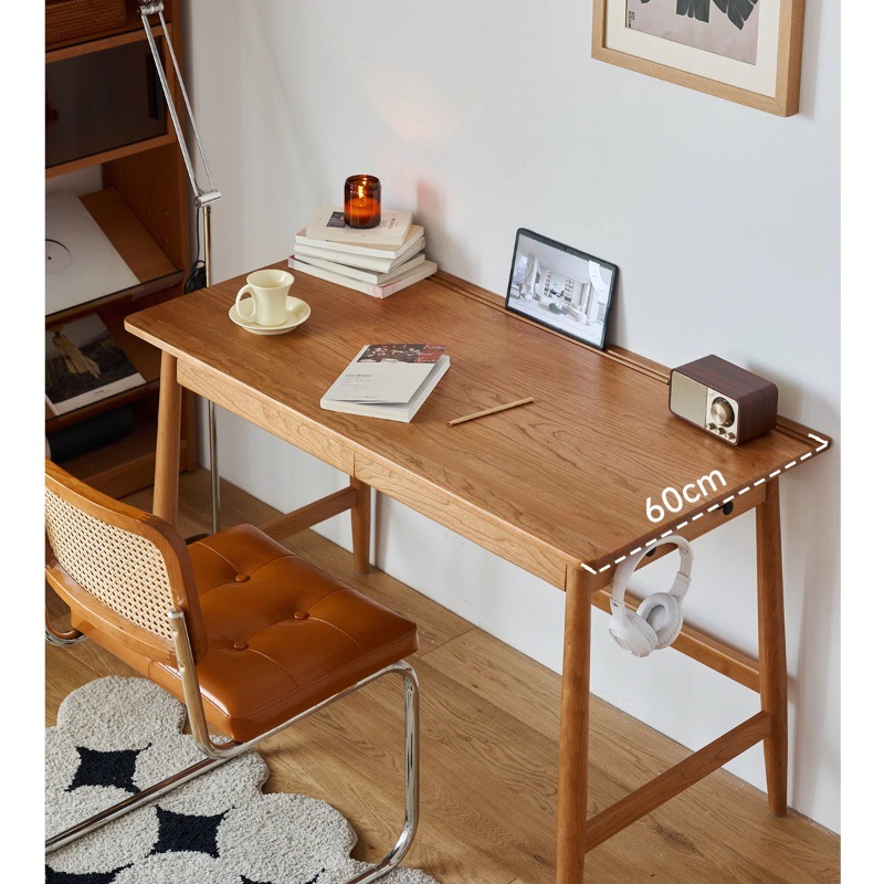 Euler Furniture Solid Wood Desk Japanese Cherry Wood Study Computer Desk Scandinavian Simple Log Writing Desk