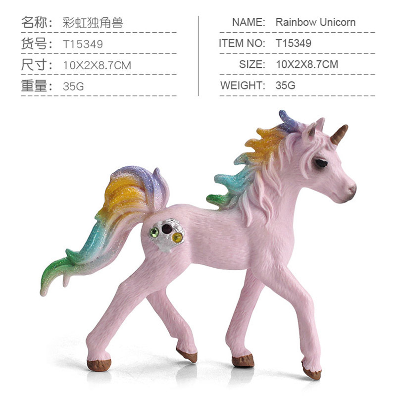 Exportación transfronteriza Diversión infantil mito animal juguete unicornio arco iris modelo de caballo Pegaso duende decoración en stock