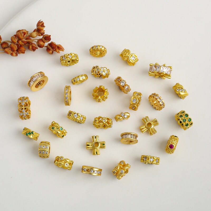 Strong Color Retention 14K Gold-Filled Micro-Paved Zircon Passepartout Small Waist Barrel Beads with Beads Handmade DIY Bracelet Necklace Pendant Strong Color Retention 14K Gold-Filled Micro-Paved Zircon Passepartout Small Waist Barrel Beads with Beads Handmade DIY Bracelet Necklace Pendant