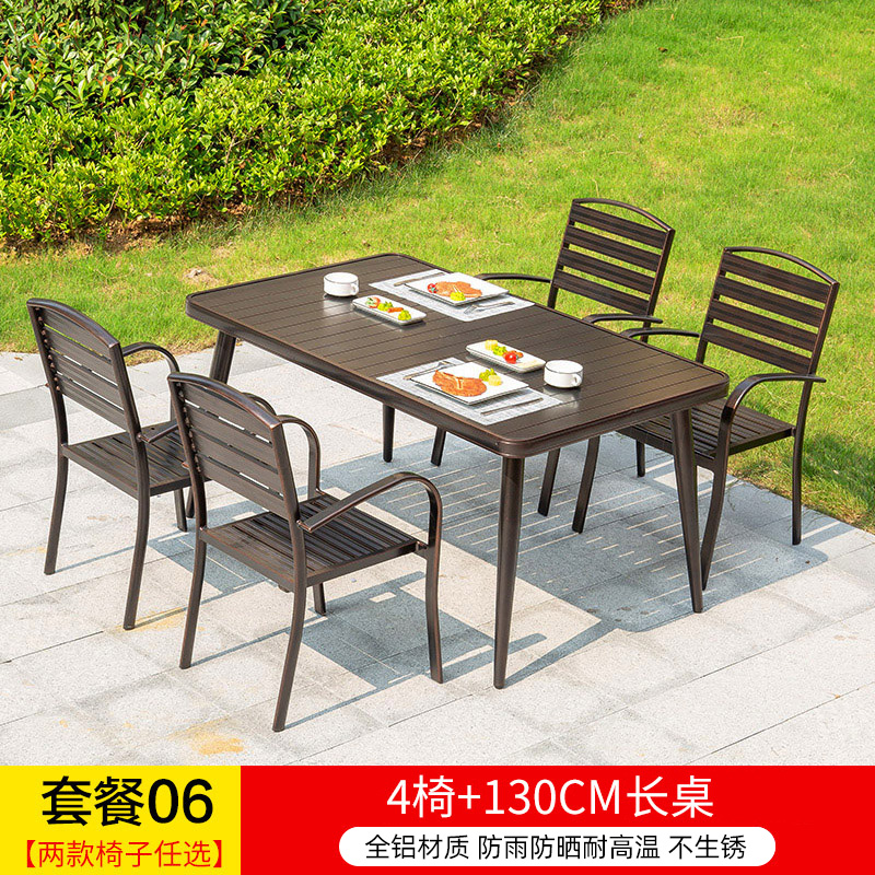 γαβγδεT06 패키지: 전체 알루미늄 4배커 의자 + 130 알루미늄 플레이트 긴 테이블 γαβγδε