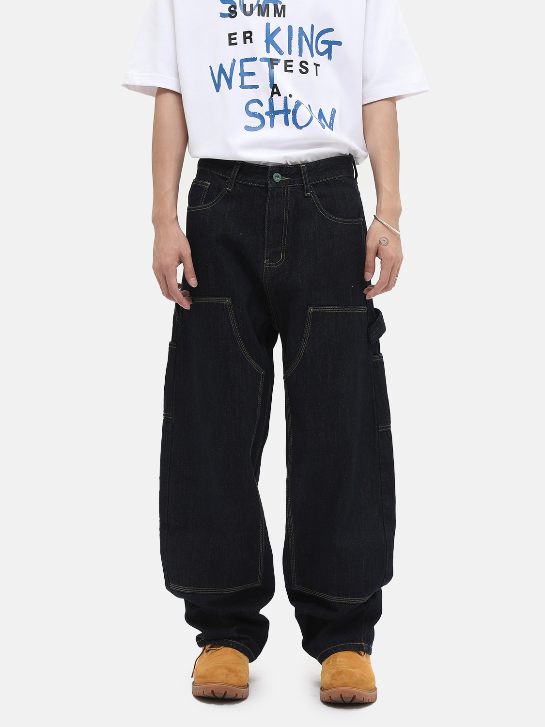 MTLCLOTHES Ropa de hombre | High Street cleanfit costura multibolsillo leñador jeans casual