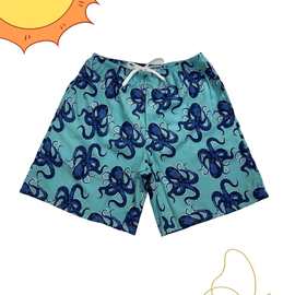 冲浪沙滩裤八爪鱼图案休闲短裤2025年现货男士五分裤速干潮牌