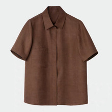 真丝香云纱莨绸短袖衬衫女高级感2026夏新款气质上衣气质复古衬衫