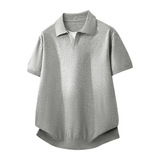 ZF8111-3D海鸥领针织OLO衫简约休闲老钱风短袖松弛感上衣，男装针织衫/毛衣，星座614