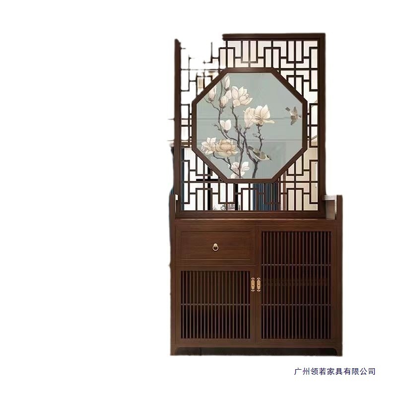 新中式屏风隔断客厅实木花格聚福简约装饰遮挡置物架鞋柜入户进门|undefined