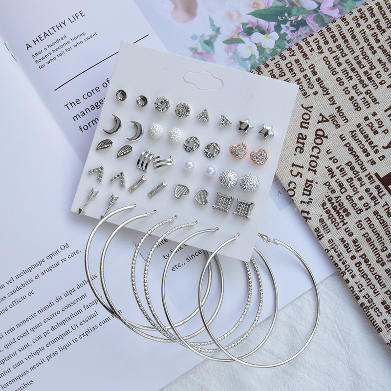 Simple Diamond Geometric Earrings 20 Pairs Set display picture 5