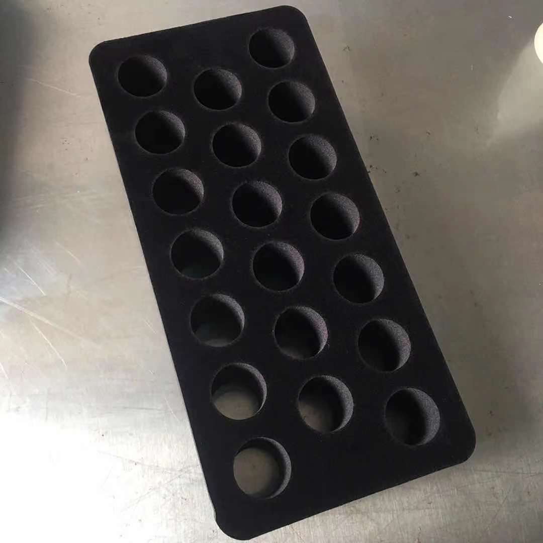 厂家直供海绵内衬植绒海绵内托黑色防火海绵包装内衬防震缓冲