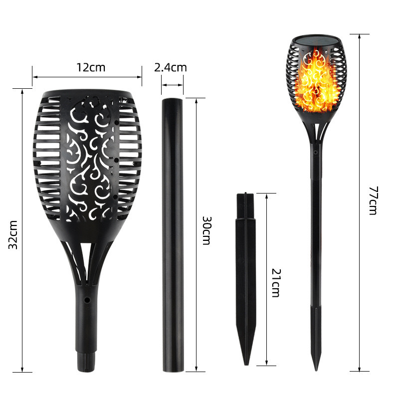 Lámpara solar transfronteriza 12 LED lámpara de llama solar lámpara de calle solar al aire libre patio impermeable redonda lámpara de decoración lámpara de iluminación