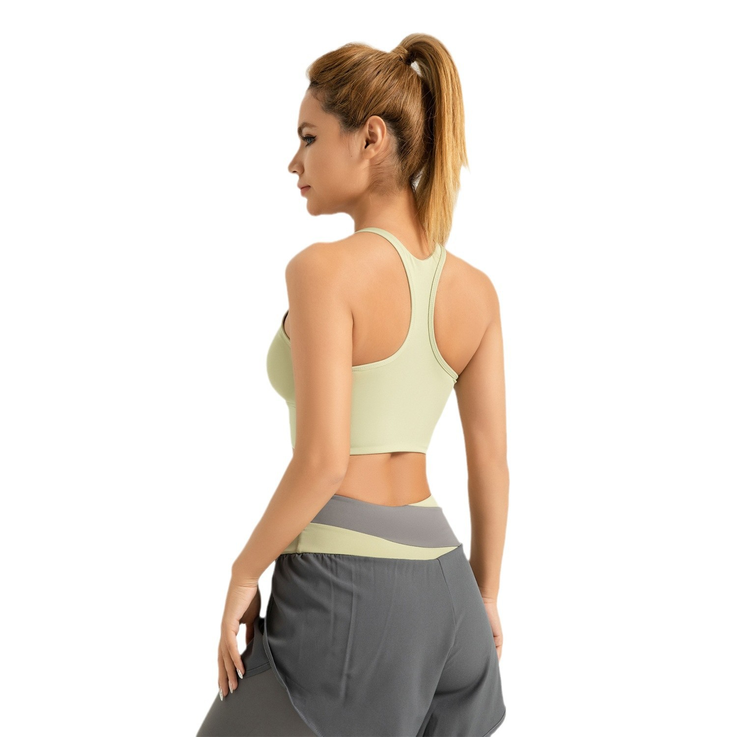 Área transfronteriza de Juyitang Ropa interior deportiva empalmada Chaleco de fitness a prueba de golpes de alta resistencia para mujer