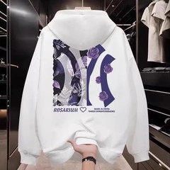 美式潮牌连帽薄款卫衣男秋冬季新款宽松美式复古加绒休闲男装外套