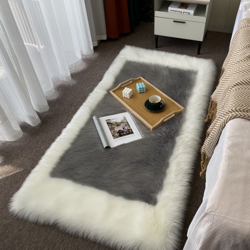 New Style Imitation Wool Thickened Bedroom Bedside Blanket Simple and Fashionable Bay Window Balcony Long Hair Living Room Coffee Table Floor Mat