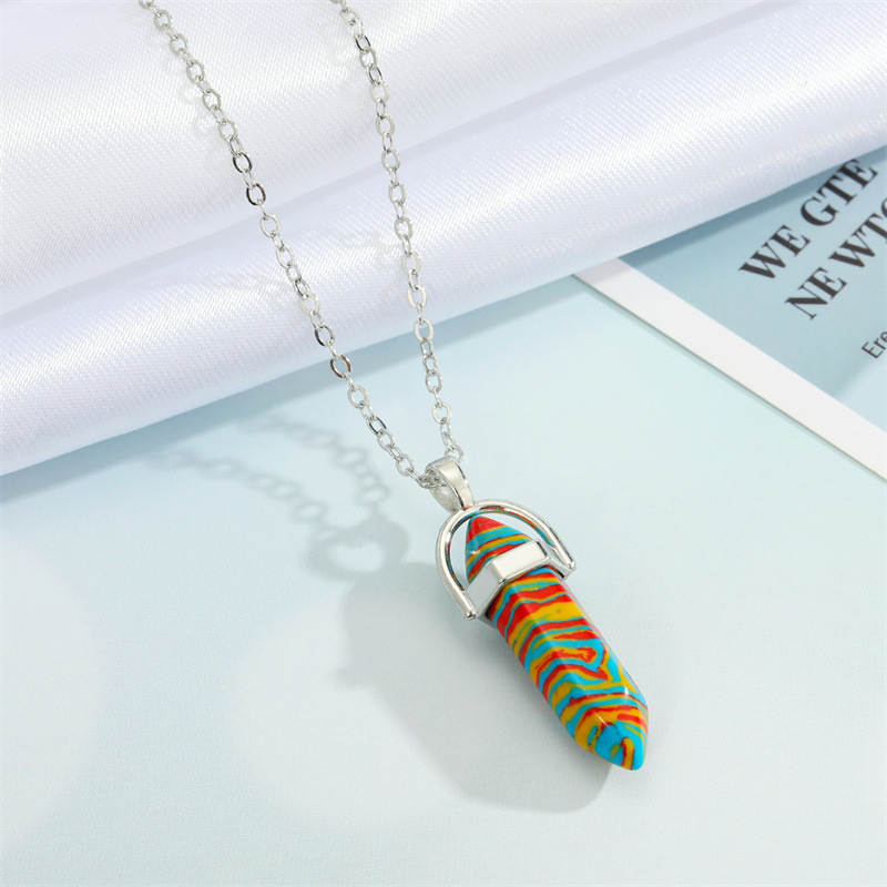 Fashion Hexagonal Column Striped Necklace Wholesale Nihaojewelry display picture 5