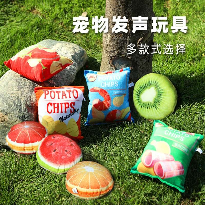 Картофельные чипсы Фруктовая серия Кольцо Бумажные игрушки Устойчивые к разрыву Мягкие плюшевые игрушки для собак Дразнить Кошка Вокальные Товары для домашних животных
