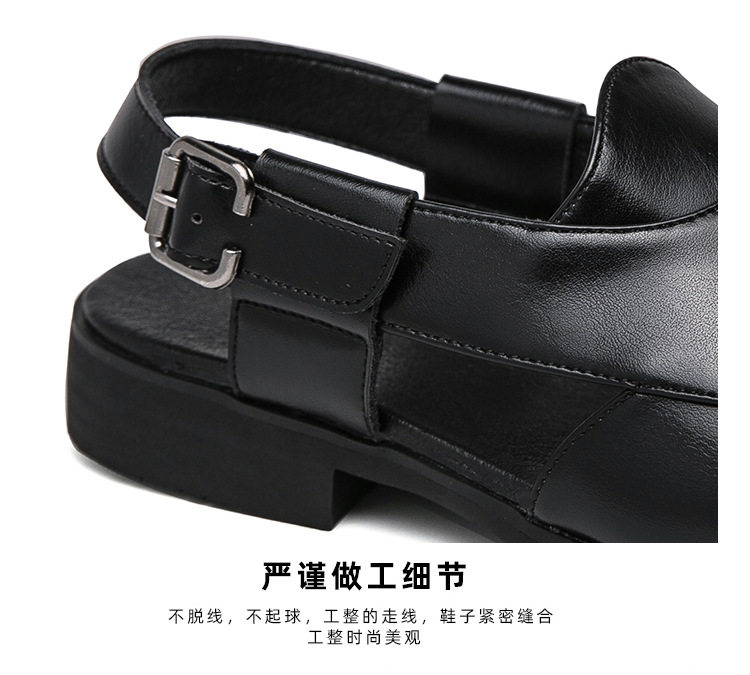 Giày sandal da nam cỡ lớn mũi vuông, quai ngang khóa cài, thoáng khí nhẹ nhàng — 5671 màu nâu, 5671 màu đen chi tiết 8