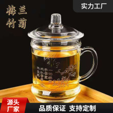 新年玻璃茶杯泡茶杯家用带盖喝水杯子热水加厚把手玻璃杯5元礼品