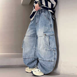 春季大男童牛仔裤新款童装儿童男孩青少年百搭工装牛仔长裤帅气潮