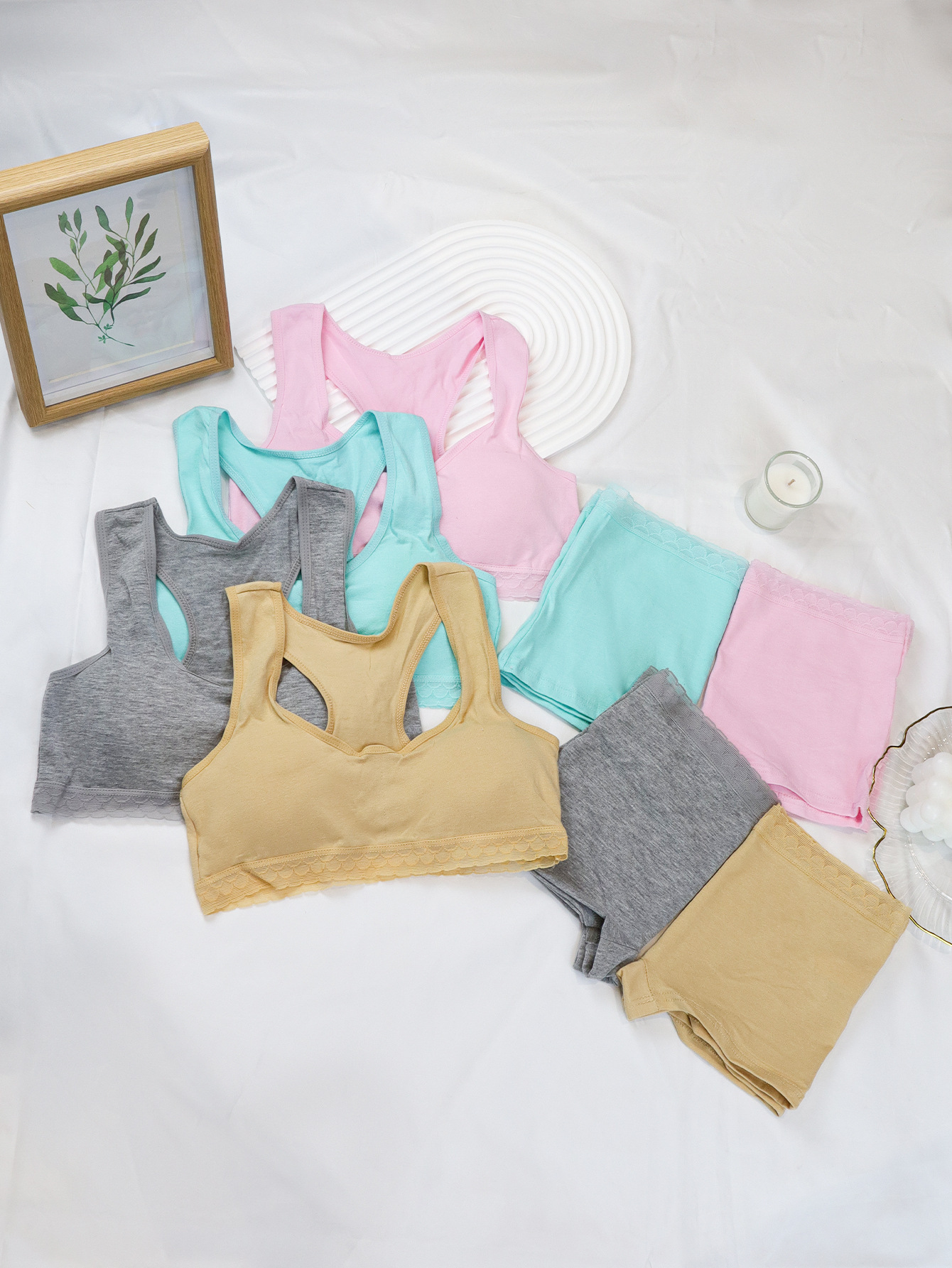 Sujetador deportivo para niñas sin anillo de acero, período de desarrollo cómodo de algodón, ropa interior de chaleco de encaje para niñas de 12-16 años