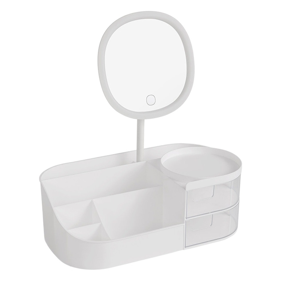 Caja de almacenamiento de cosméticos multifuncional tocador de escritorio espejo cosmético estante de cuidado de la piel caja de almacenamiento de lápiz labial al por mayor