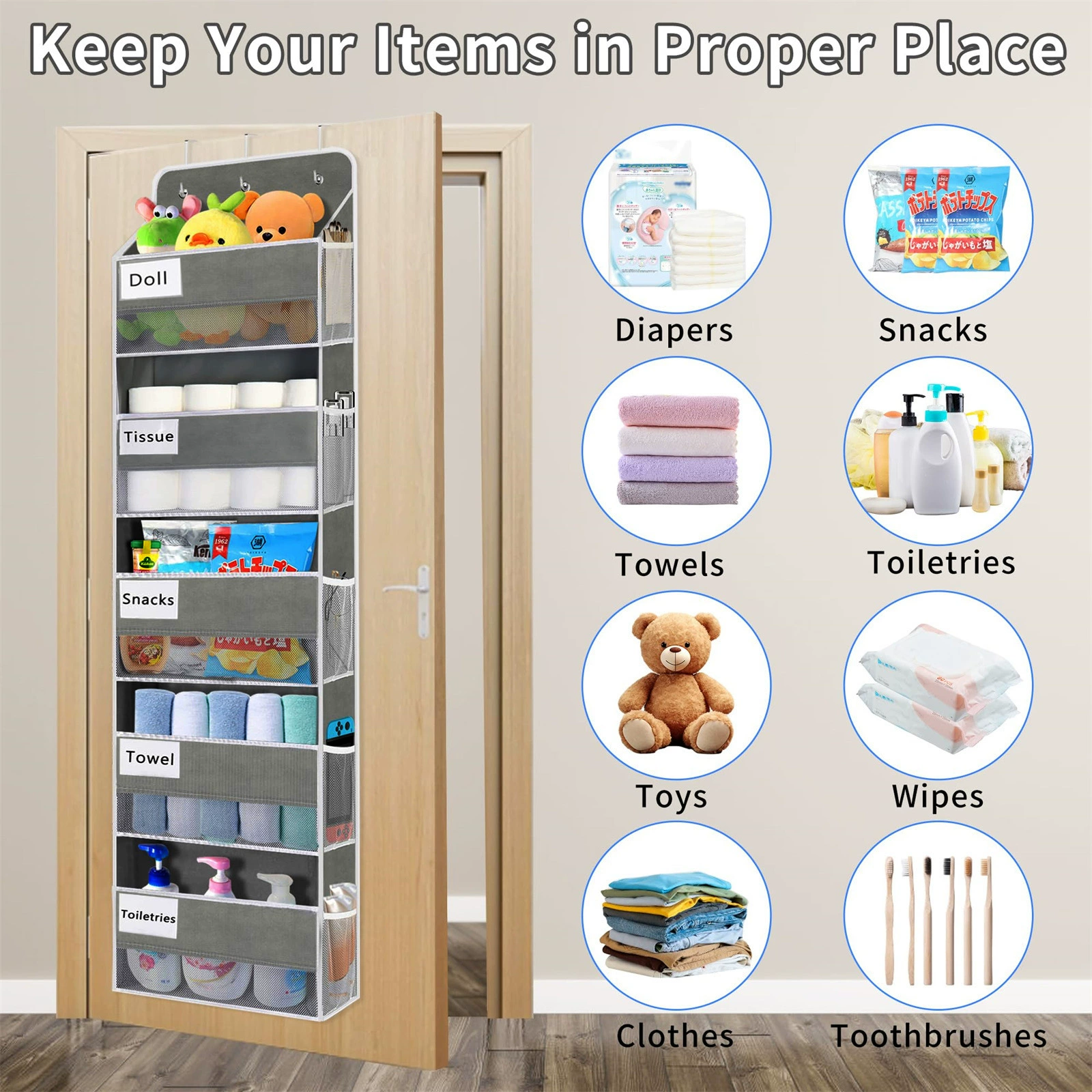 Hanging organiser PVC non-woven cloth, storage bag, storage system, Amazon
