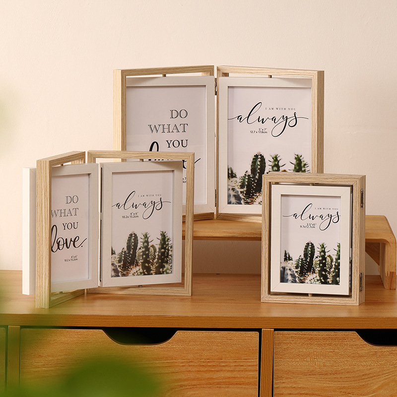 Bi-Fold Double-Sided Rotating Photo Frame Table, Photo Washing and Printing Photo Album 5 6inch 7inch Commemorative Gift for Besties and Couples