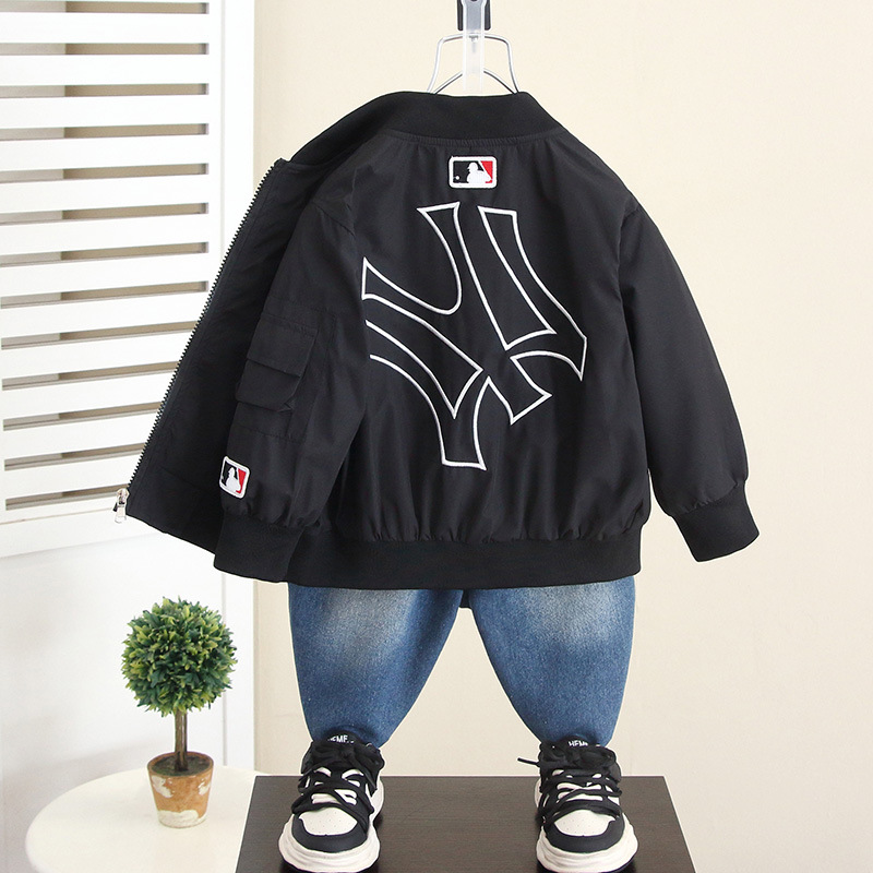 5961 chaqueta para niño 2025 primavera y otoño nuevo estilo para niños otoño estilo occidental estilo coreano uniforme de béisbol chaqueta de otoño para bebé