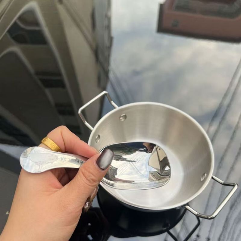 韩式不锈钢双耳小吃碗米酒碗沙拉碗 超萌可爱双耳碗+卡沙巴拉勺|undefined