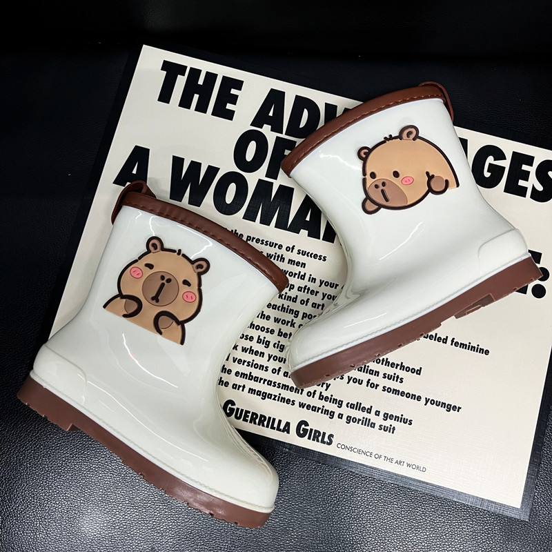 Kapibala Four Seasons Children's Rain Boots Summer Cartoon Children's Rain Boots Boys Girls Mid-Tube Anti-Slip Student Baby