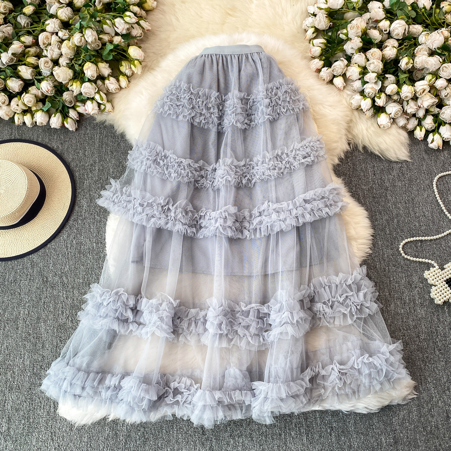 Fairy Romantic Style High-Waisted Ruffle Skirt For Women Sweet And Youthful Slimming Cake Skirt For Summer_ecoleips.com