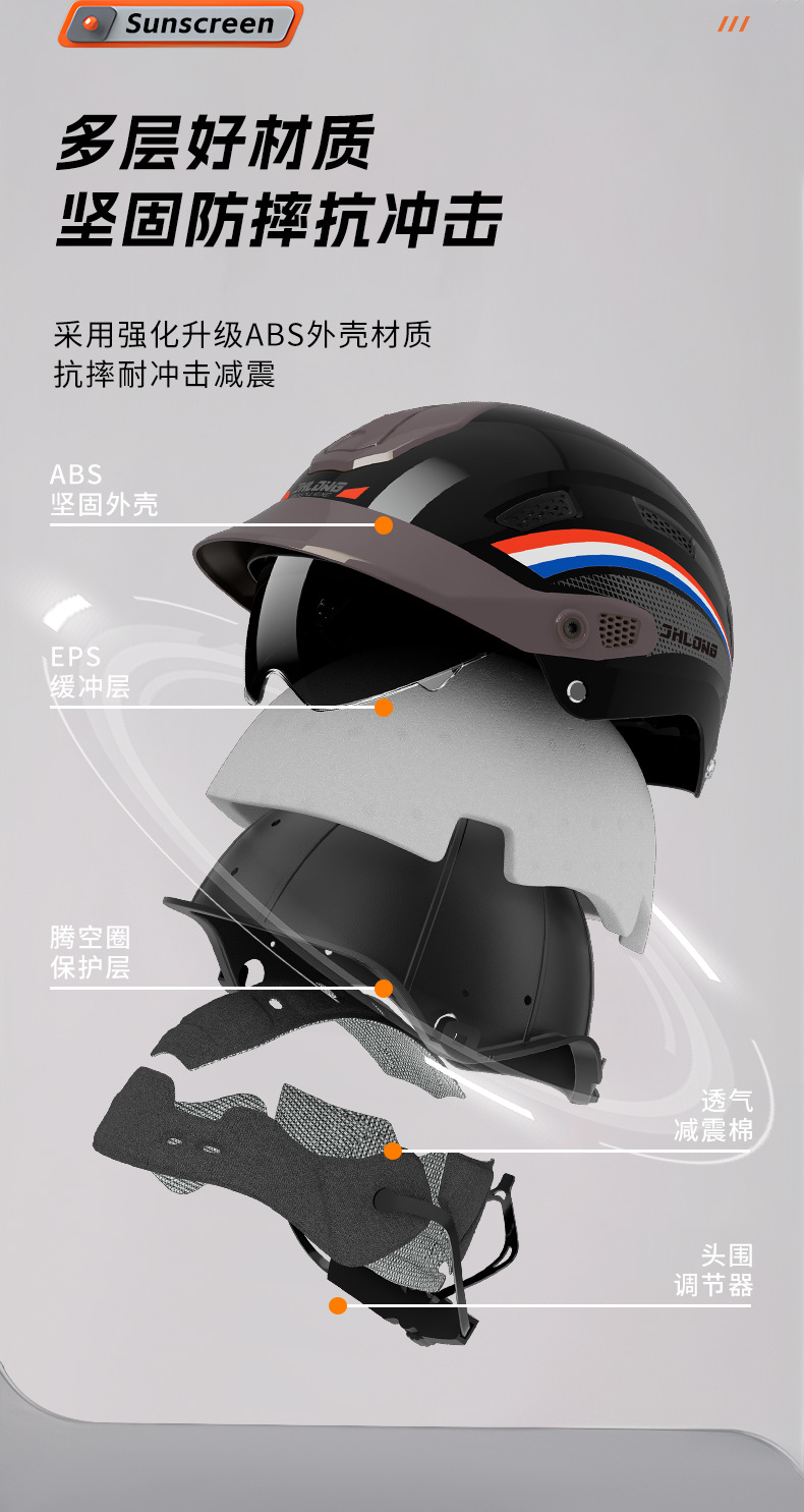 Junhao Long 3C certified electric motorcycle helmet for men and women, summer sun protection, all-season universal safety helmet, half helmet wholesale