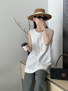 [Welfare model, no return and exchange] Simple temperament sleeveless vest for women, lace-up slim side slit shirt 2517