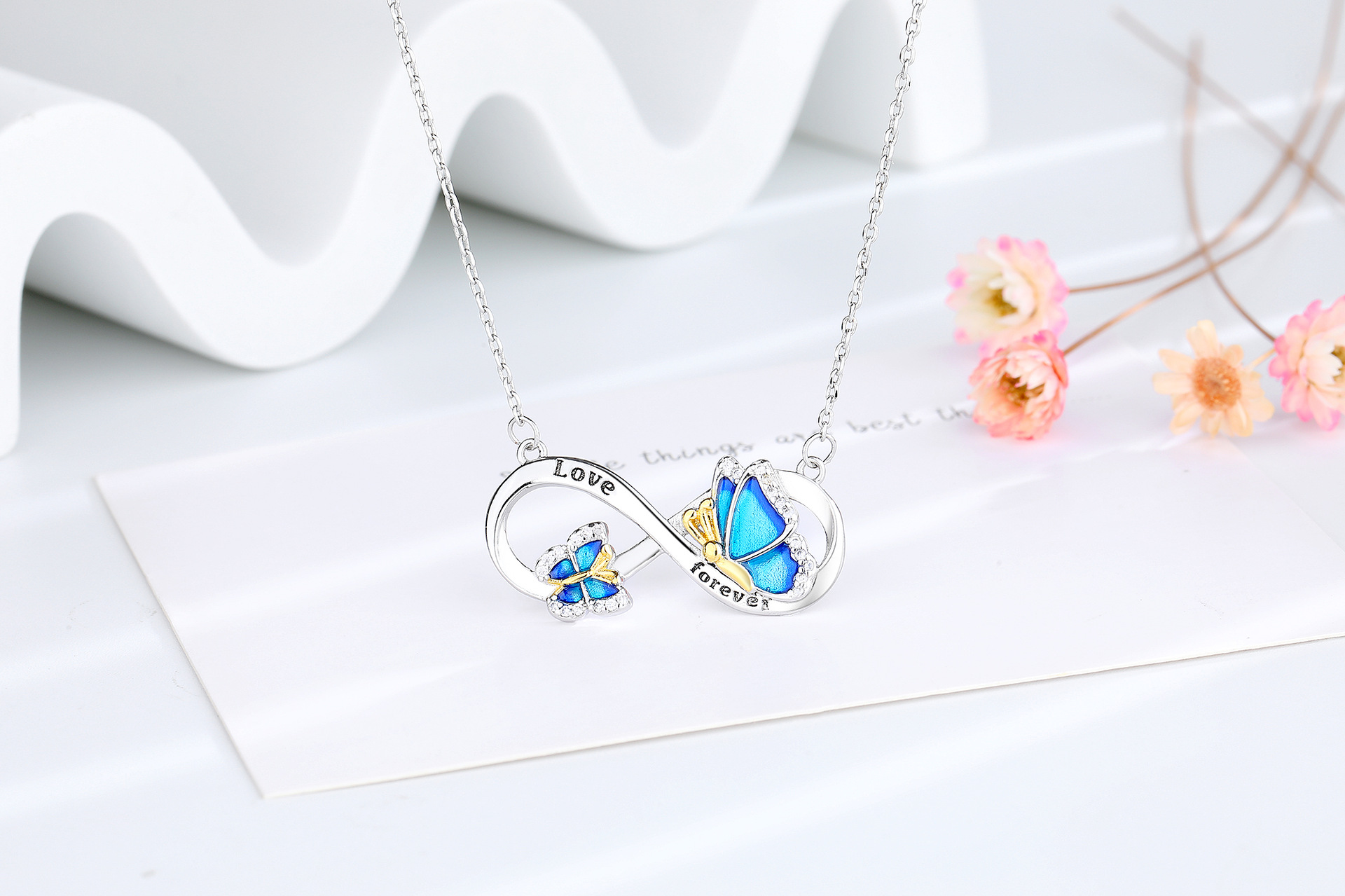 Fashion Butterfly Copper Inlay Rhinestones Pendant Necklace 1 Piece