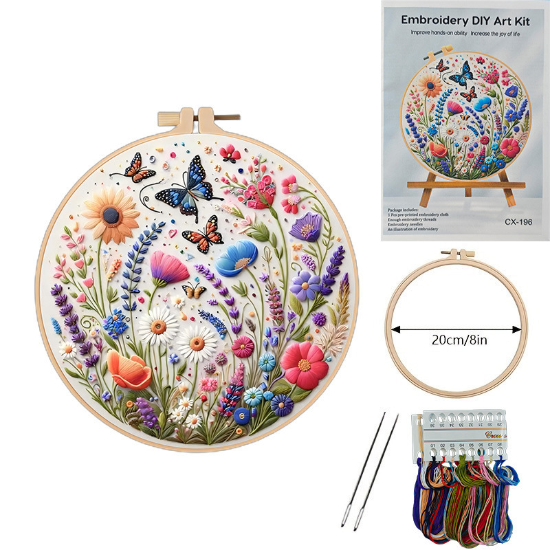オリジナル-クロスボーダー新製品ヨーロッパ刺繍DIY素材パッケージ銀月蝶トンボ落葉パターン英語ステッチ|undefined