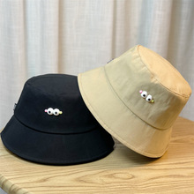 韓版卡通刺綉漁夫帽子女款2024新款春夏季百搭遮陽防曬雙面太陽帽