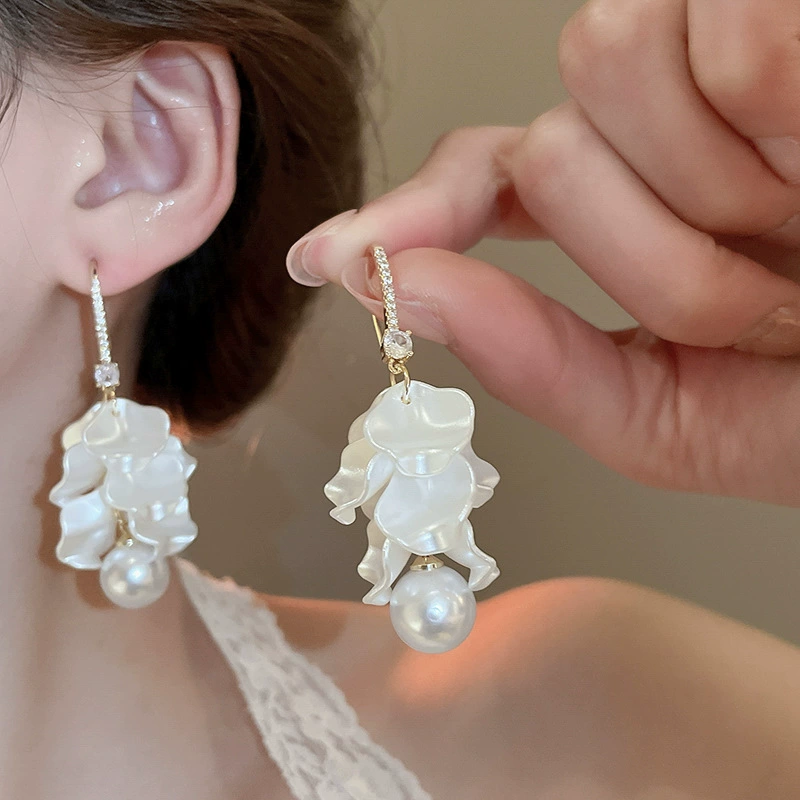 Серьги Baoyu bow & flower коллекция, французский лёгко-люкс стиль с жемчужной отделкой