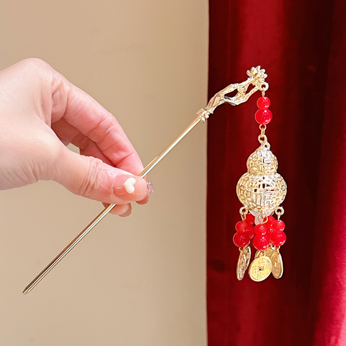 Estilo antiguo hanfu linterna borla horquilla luminosa Palacio mapache pequeña princesa tocado Palacio Lámpara paso sacudida horquilla accesorios para el cabello para mujeres