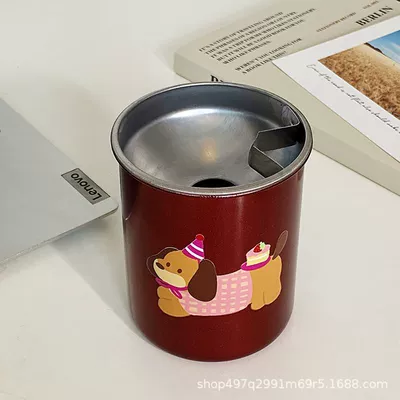 Elegant anti-flying ash stainless steel Car ashtray - red-cake-dachshund-dog