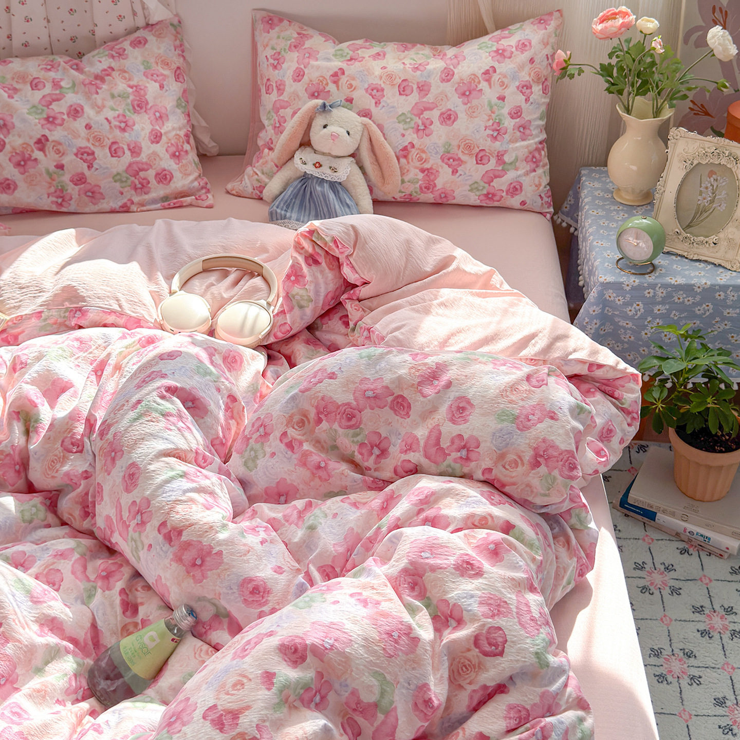 Una clase de cuatro piezas de grado materno-infantil de algodón puro de doble capa de algodón en la cama cubierta de sábanas de cama nueva cama de dormitorio Kasa San set de 4 piezas
