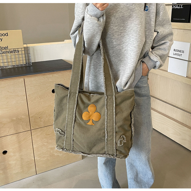 577g Weight Polyester Lining Material Sewing Thread Fashion Element Open Closure Type Double Handle Strap Type Tote Bag Bags Type Daily, Street, Shopping Occasion Canvas Material Solid Color Pattern All Seasons Season Women's Gender Streetwear Style Square Shape Large Size Women's Large Canvas Solid Color Streetwear Sewing Thread Square Open Tote Bag 6