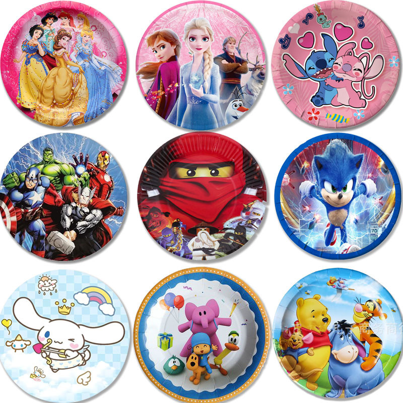 Cross-border 7 inch variety in stock disposable party paper plate baby birthday party factory cartoon decorative tableware Cross-border 7 inch variety in stock disposable party paper plate baby birthday party factory cartoon decorative tableware