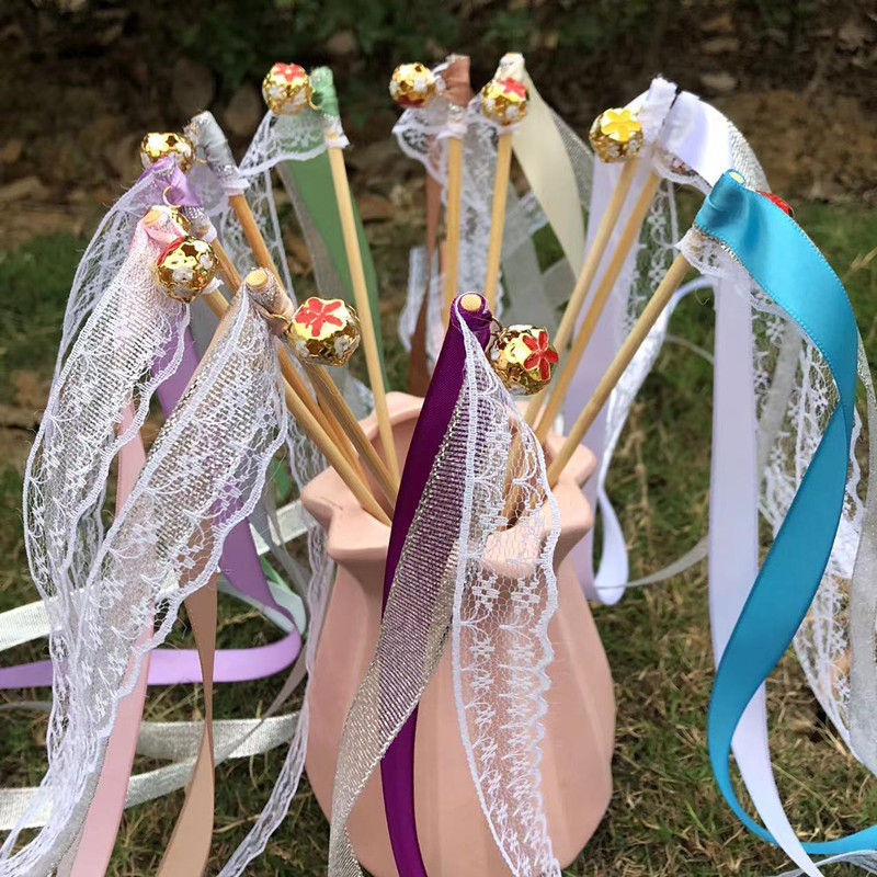 Multi-color ribbon fairy wand magic wand ribbon garland lawn wedding festival children's party atmosphere decoration supplies